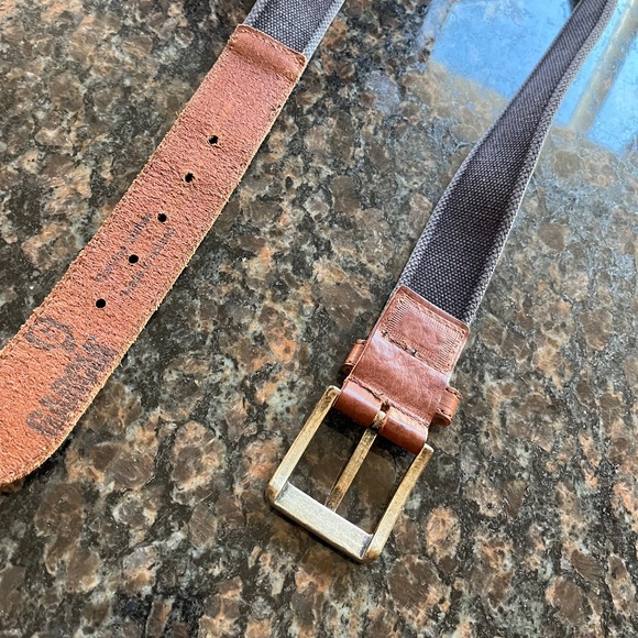 Vintage 90s Garcia Leather and Navy Canvas Belt - Picture 4 of 4